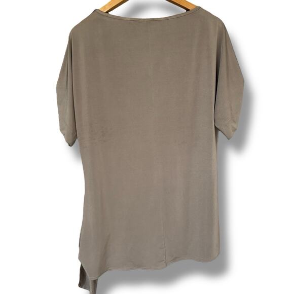 Cache Top Women's Size Medium Liquid Knit Beige Tie Front Neutral Career Office - Picture 2 of 5